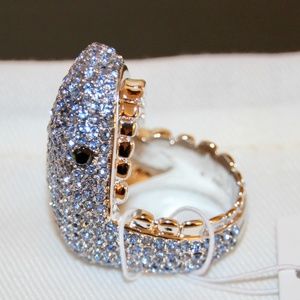 NWT Kate Spade Blue Pave Shark Ring Blue Size 6